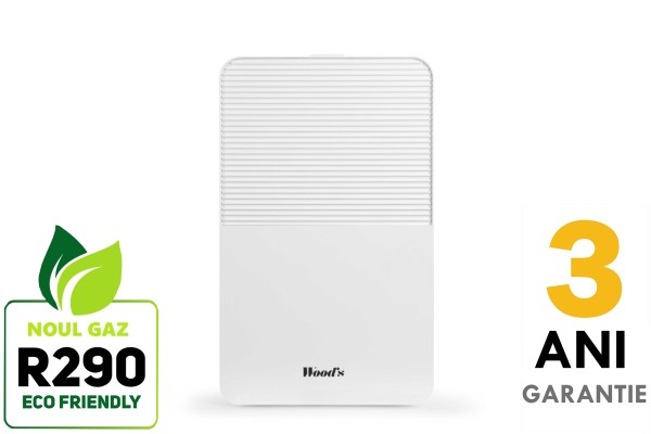 Dezumidificator Woods MDK13 Capacitate 12 litri/zi Uscare rufe Silentios Setare umiditate Afisaj electronic Timer, suprafata 60 mp